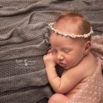 Newborn photography Brereton baby with sparkly halo and pink wrap