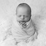 Newborn photography Alsager potato sack pose