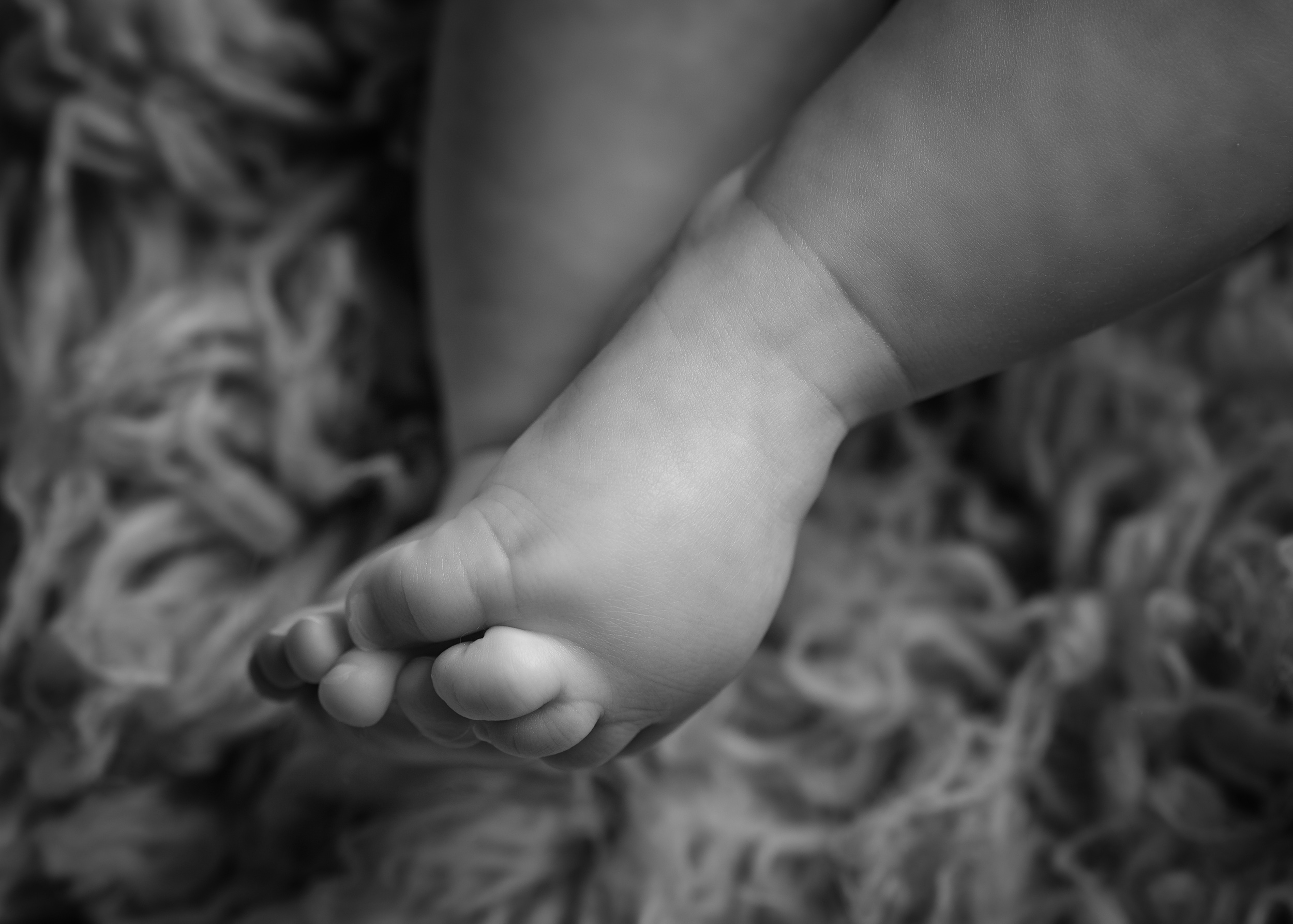 Tiny toes in a close up shot taken during a milestone portrait session in Sandbach, Cheshire